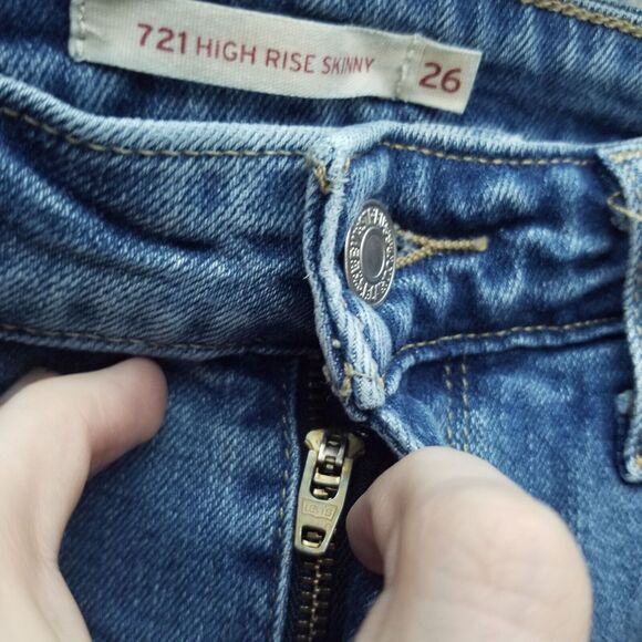 Levi Strauss Co. Women's 26 High Rise 721 Blue Skinny Jeans 26.5" 25.25" 9.5" - Picture 5 of 14